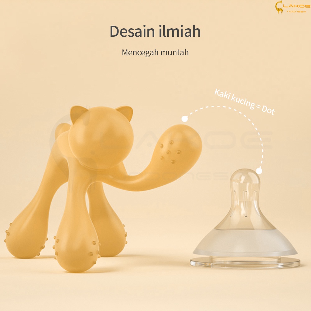 LAKOE Teether gigitan Bayi bentuk kucing Mainan gigitan bayi Silikon BPA Free