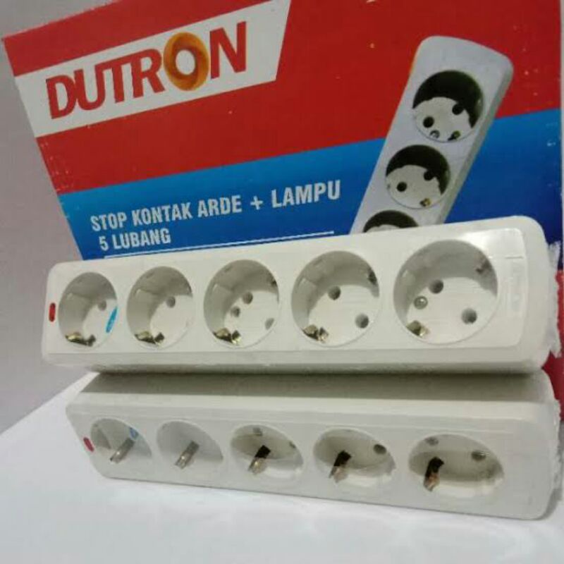 DUTRON, STOP KONTAK  Colokan Listrik , ARDE 4  &amp; 5  LUBANG + LAMPU SNI TERMINAL KUNINGAN