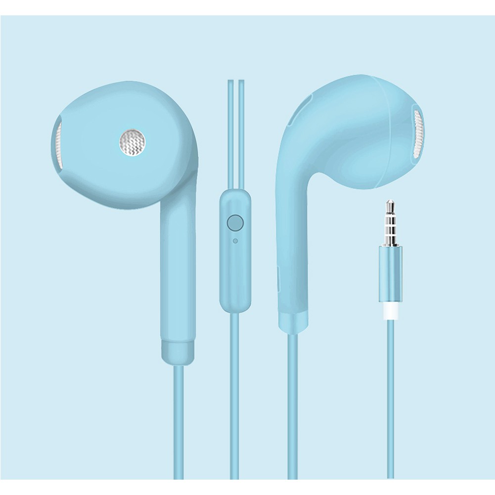 Earphone In-Ear Musik Universal Desain Macaron Dengan Kabel Jack 3.5mm Untuk Smartphone