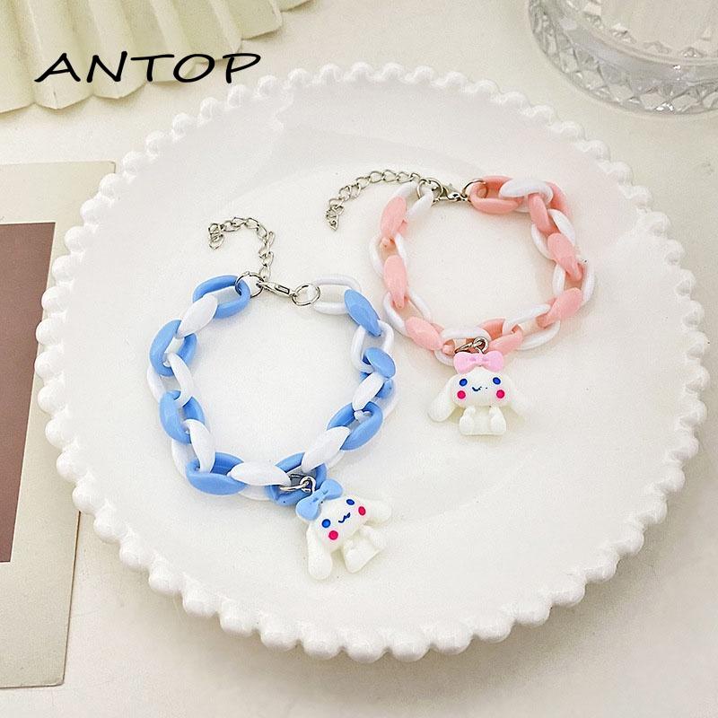 Gelang Desain Kartun Anjing Telinga Besar Warna Pink Biru Untuk Pasangan