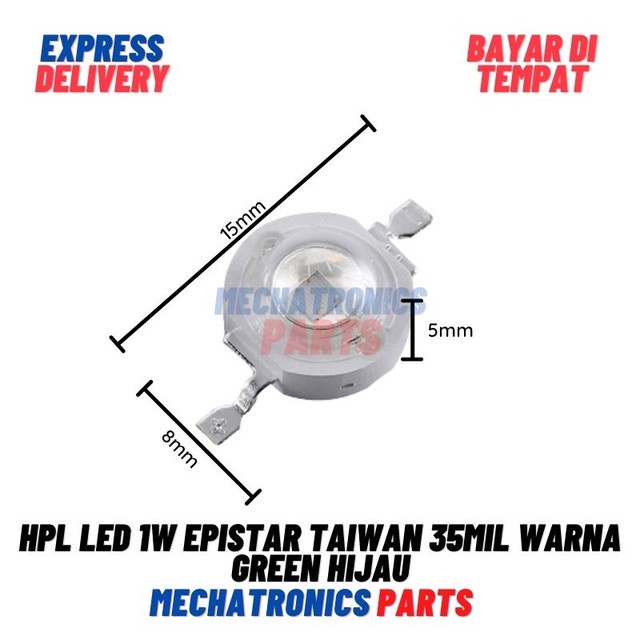 [5682] HPL LED 1W EPISTAR Taiwan 35mil Warna Green Hijau