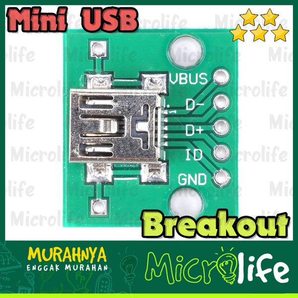 Mini USB Converter Breakout Board to 5 Pin DIP Female