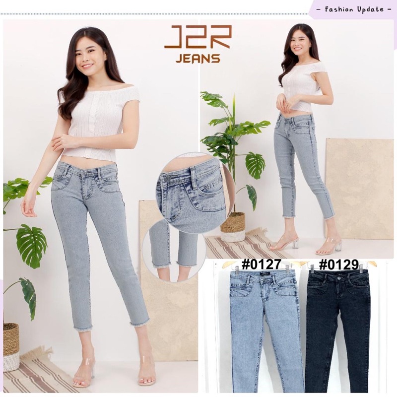 J2R - Celana 7/9 jeans polos rawis premium murah