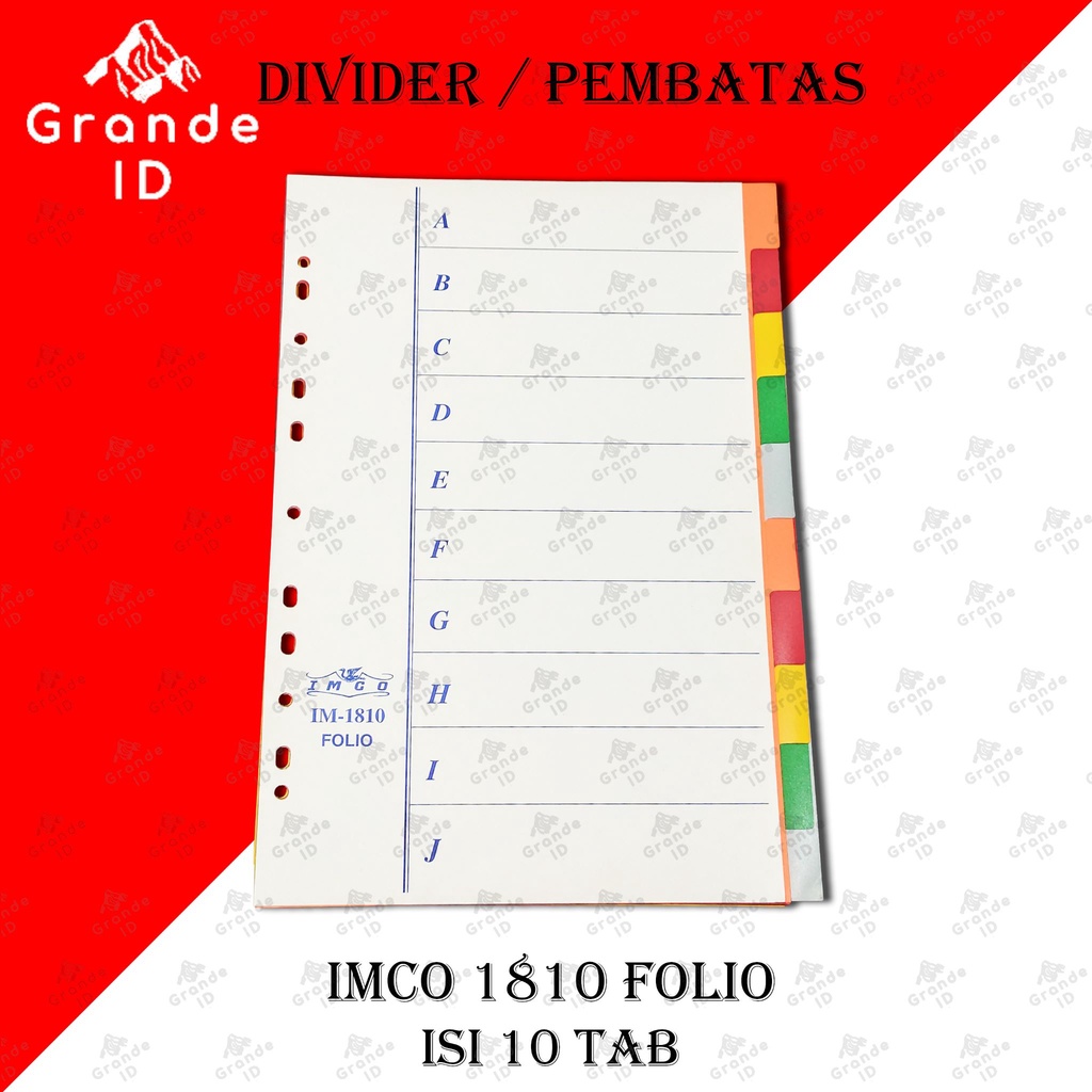 

DIVIDER IMCO 1810 FOLIO ISI 10 PEMBATAS BINDER IMCO IM 1810 F4