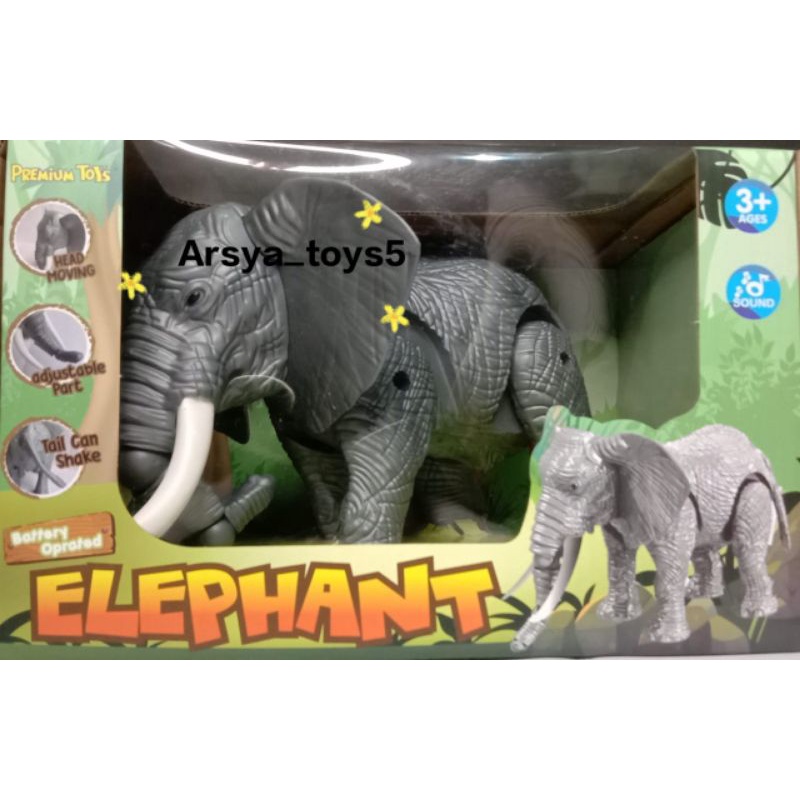 Mainan  Gajah Animal World Elephant Berjalan &amp; Bersuara