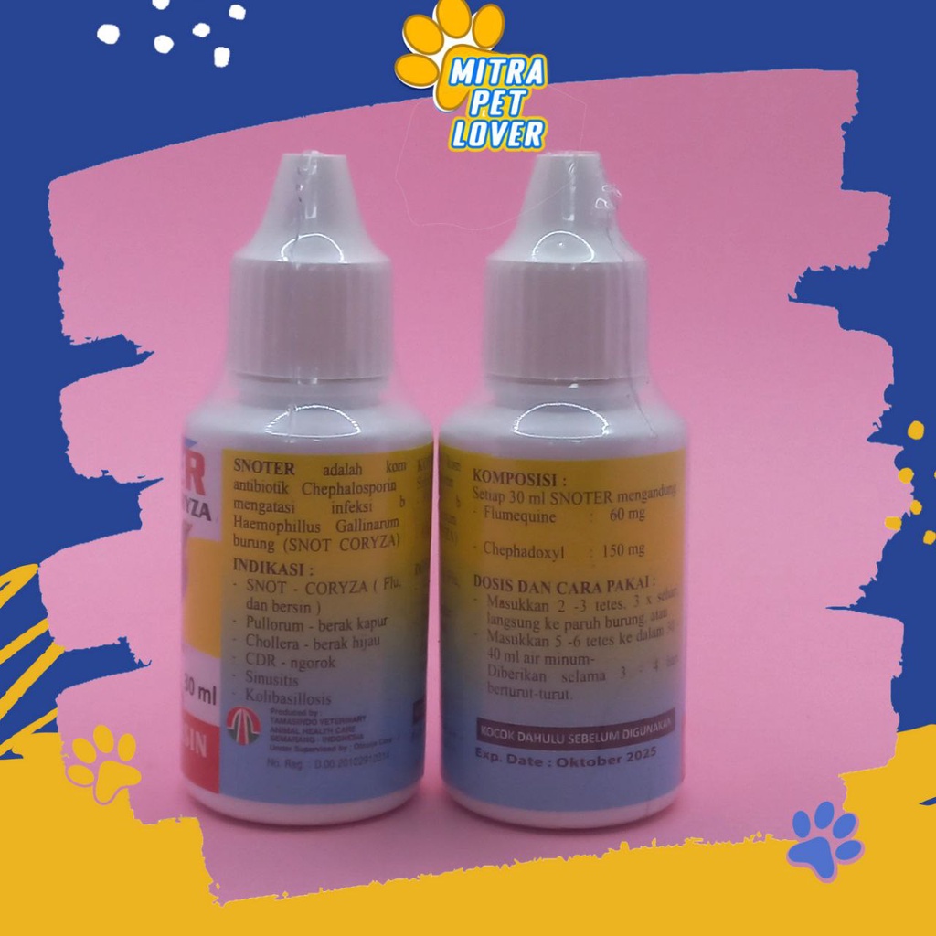 OBAT FLU PILEK BURUNG - SNOTER 30 ML ORIGINAL - ANTI SNOT CORYZA ATASI FLU BERSIN NGOROK BURUNG BIRD - ANTI INFEKSI - CDR - AMPUH SEHAT - MURAH ASLI BERKUALITAS - PET ANIMAL HEALTHCARE &amp; VETERINARY TAMASINDO VITAMIN HEWAN BINATANG PELIHARAAN MITRAPETLOVER