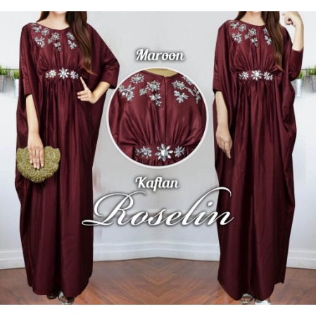 kaftan wanita terbaru 2022 remaja kekinian mewah untuk lebaran roselina bahan velvet