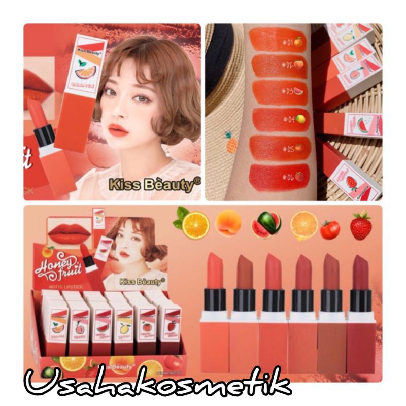 LIPSTICK KISS BEAUTY HONEY FRUIT MATTE PER 6PCS NO.36227-03