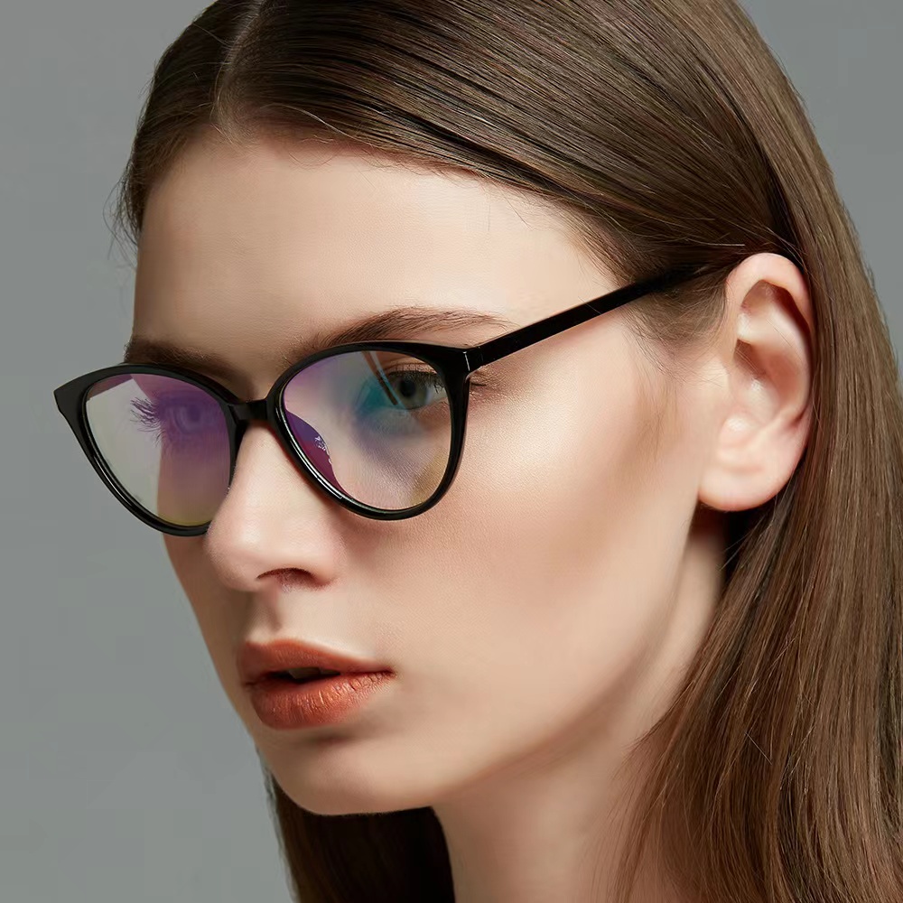 Kacamata Korea Wanita Anti Radiasi Retro Fashion Cat Eye Eyeglasses - Kacamata Photocromic Cat Eye