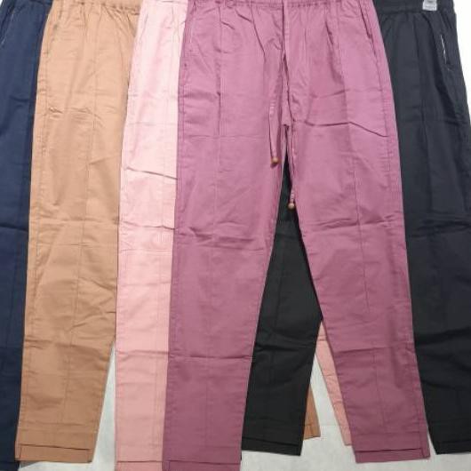 KODE 973 Celana Wanita Katun Streacth Bagi Pants Polos TERLARIS..