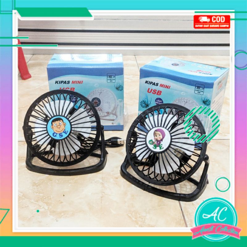 Kipas angin portable mini power usb mini fan geleng kecil