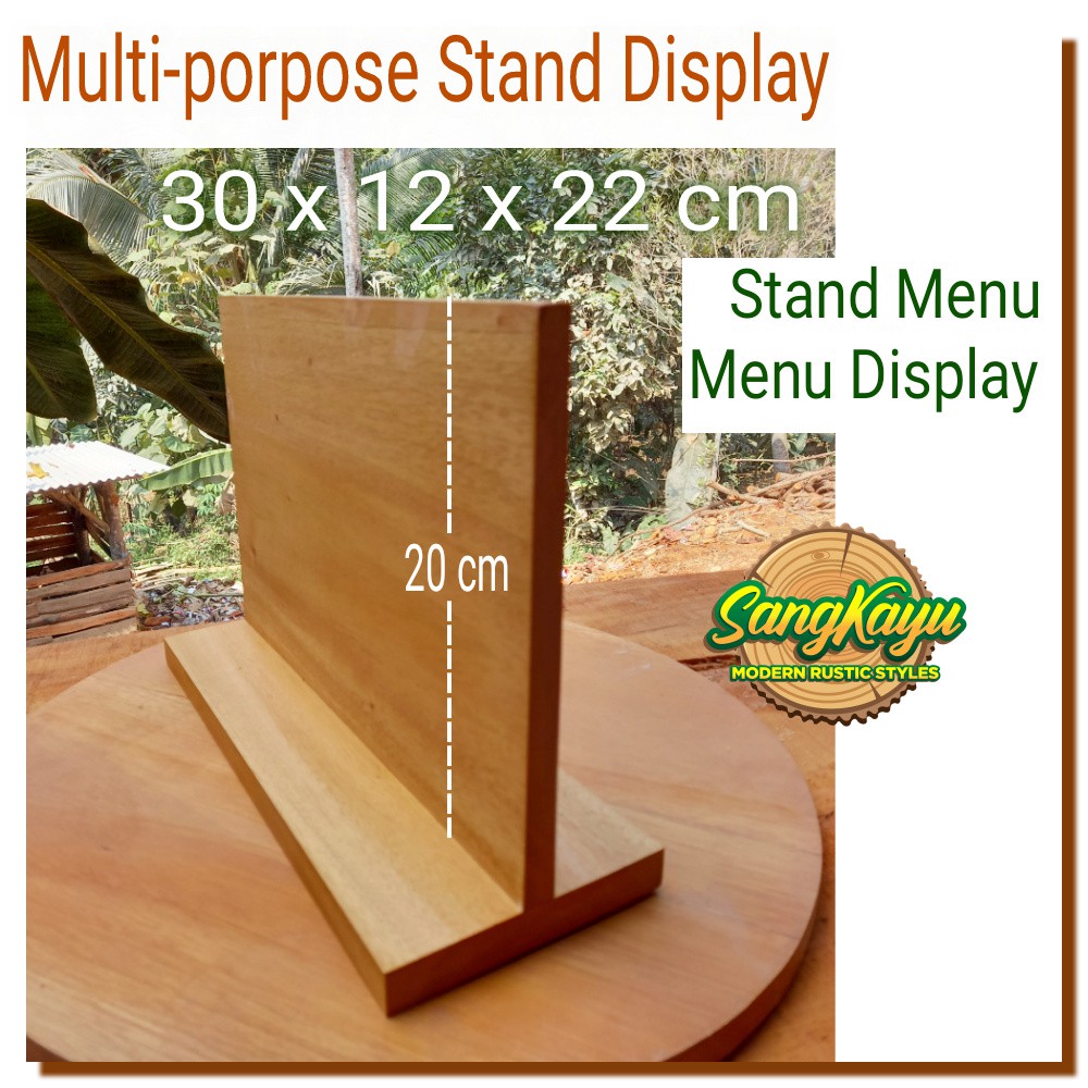 Menu stand 30x12x22Cm A4 Display stand holder tempat daftar menu kayu