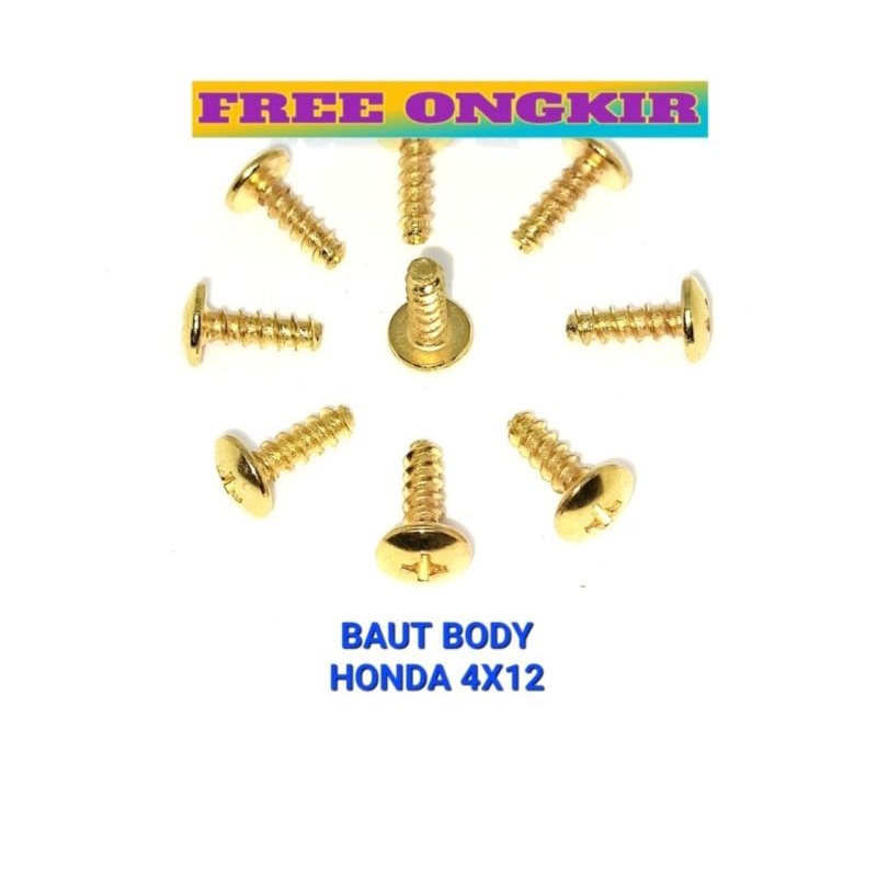 PAKET 20 PCS BAUT BODY HONDA MATIC 4x12 BEAT VARIO SCOOPY GOLD 4x12 BAUT COVER MOTOR HONDA MATIC VARIO BEAT BEAT STREET SCOOPY