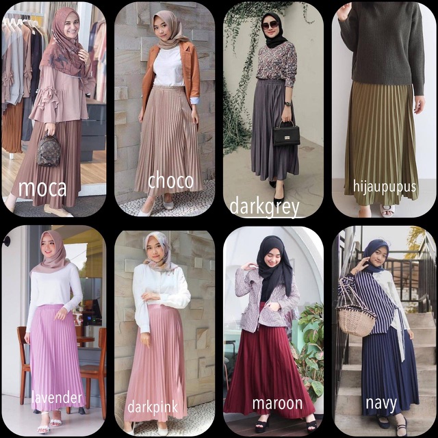 ROK PLISKET 256.B MURAH PREMIUM HYGET POLOS FLARE SKIRT REMPEL MUSLIM MAYUNG PANJANG MODELLANO FREXA-2