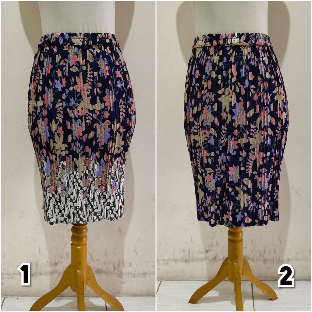 SB Collection Rok Pendek Salma Midi Batik Plisket Jumbo Wanita