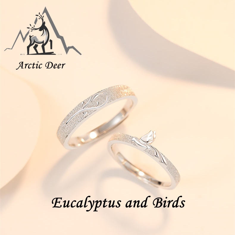 Cincin couple-Eucalyptus and Birds cincin pasangan cincin titanium Original Arctic Deer