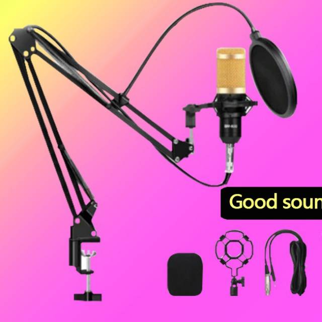 Set rekaman mic condenser bm800 + pop filter besar arm stand meja microphone condensor recording jnp