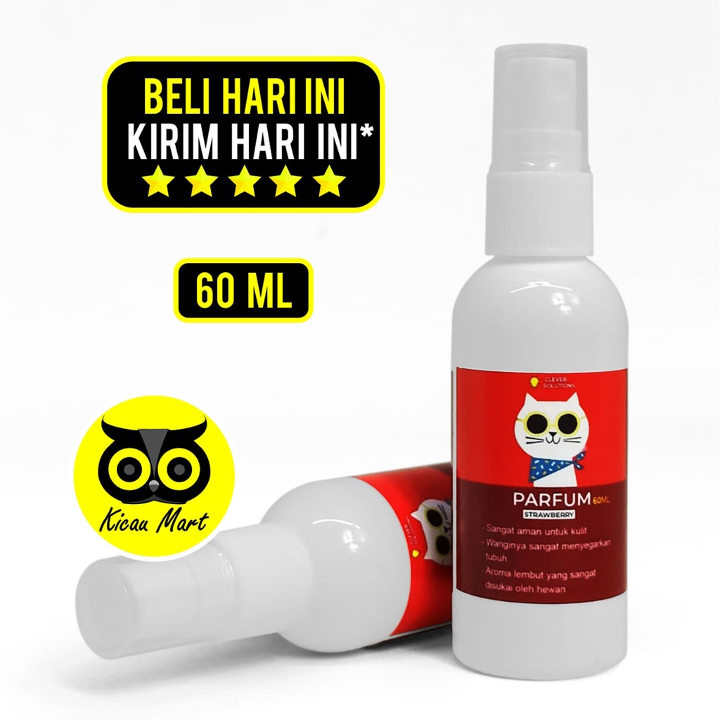 Parfum Kucing Pelembut Bulu Wangi Strawberry Stroberi Parfume Kucing Sugar Glider Hamster Kelinci Wangi Tahan Lama Parfum Hewan Clever Solutions 60 ml