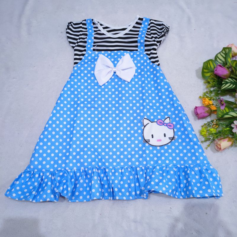 Dress Anak 2 3 Tahun cewek perempuan terbaru Murah motif polka ( Dress Popita )