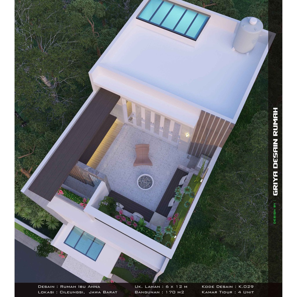 Jual Desain Rumah Minimalis Modern Denah Lebar 6 Meter 3 Lantai Dengan Rooftop Indonesia Shopee Indonesia