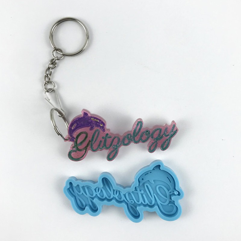 Glitter Dolphin Alphabet Letters Keychain Epoxy Resin Mold Jewelry Pendant Decorations Silicone Mould DIY Crafts Casting Tool