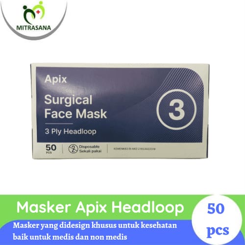 Apix Surgical Face Mask Headloop 3-PLY (50 Sheet)