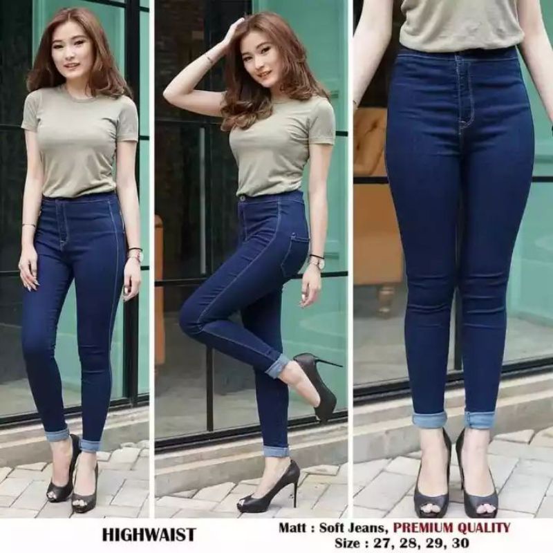celana hw jeans wanita - celana jeans wanita kekinian