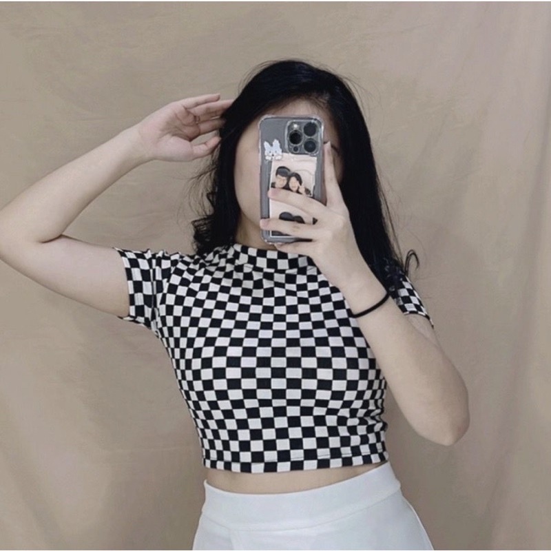 CHECKER CATUR CROPTOP RIB