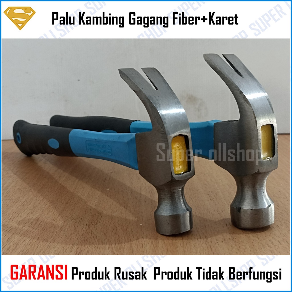 Palu Besi Kambing Martil Gagang Fiber Biru Cabut Paku Claw Hammer Murah Kecil Besar