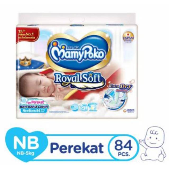 MamyPoko Royal Soft Perekat NB 84 | S 80 | M 72 | L 62