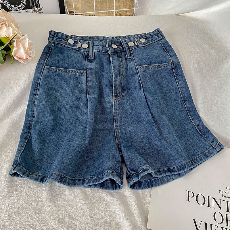 Korean Loose Highwaist Celana Jeans Pendek Wanita Fashionable (realpict)