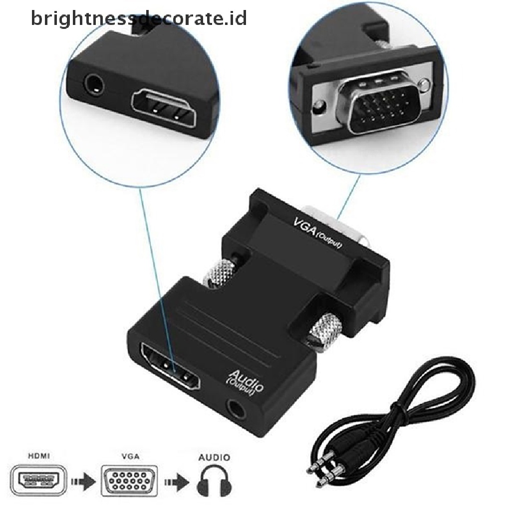 Adaptor Konverter Hdmi Female Ke Vga Male Support Sinyal 1080p