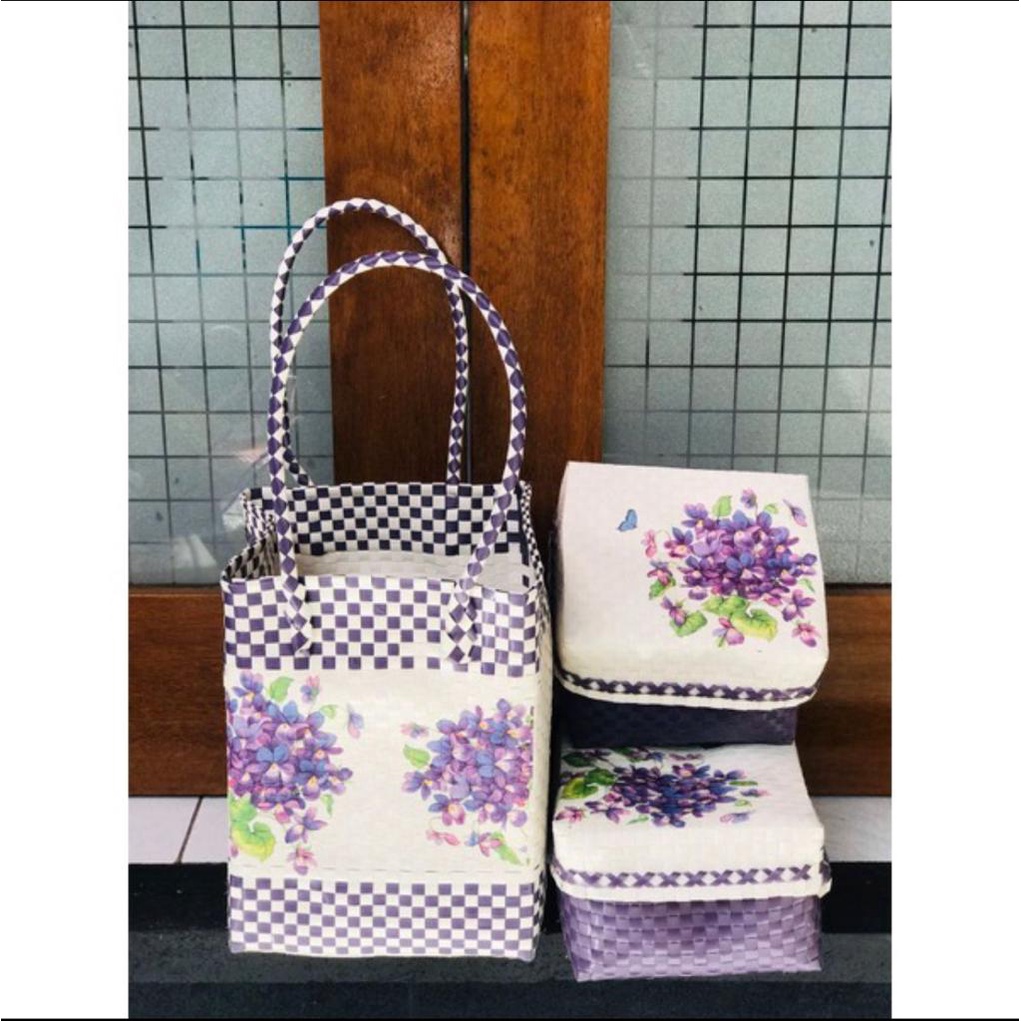 Tas Keben Isi 2 Bahan Plastik Strapping dengan Motif Gambar Cantik, Ukuran Anak Keben 18cm x 18cm Ta