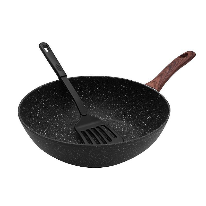 IDEALIFE - Wok Cookware - Panci Wajan Penggorengan 30cm - IL-30WK + Tutup Kaca