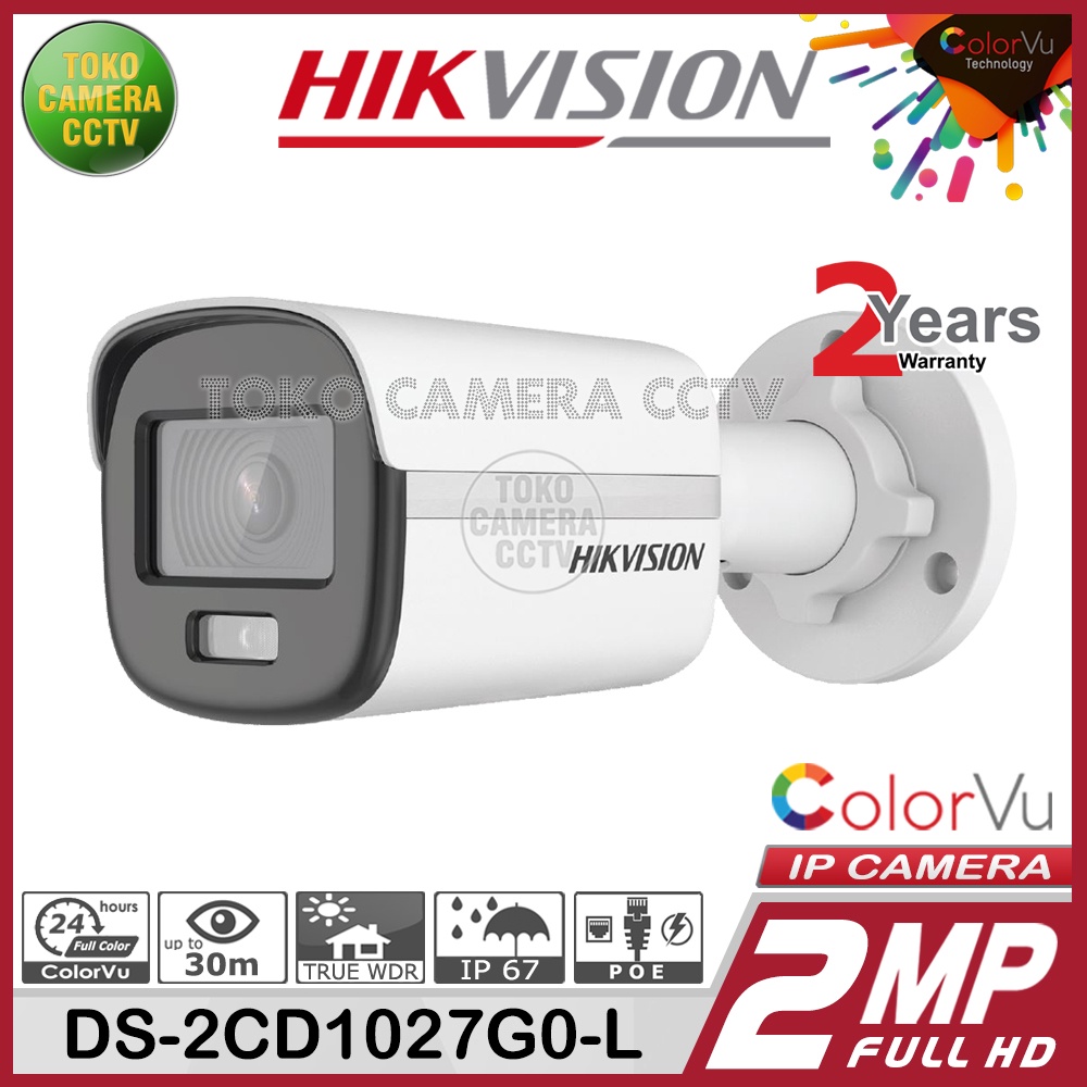 IP CAMERA 2MP HIKVISION DS-2CD1027G0-L IP KAMERA COLORVU CCTV POE