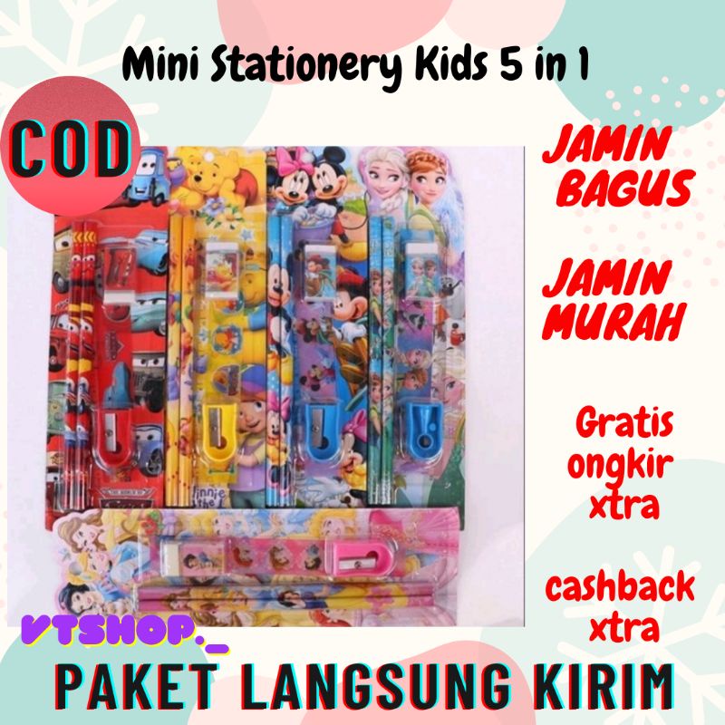 

V218 - Mini Stationary Set / Set Alat Tulis Sekolah 5 In 1 / Pencil Set Alat Tulis Anak 5 In 1