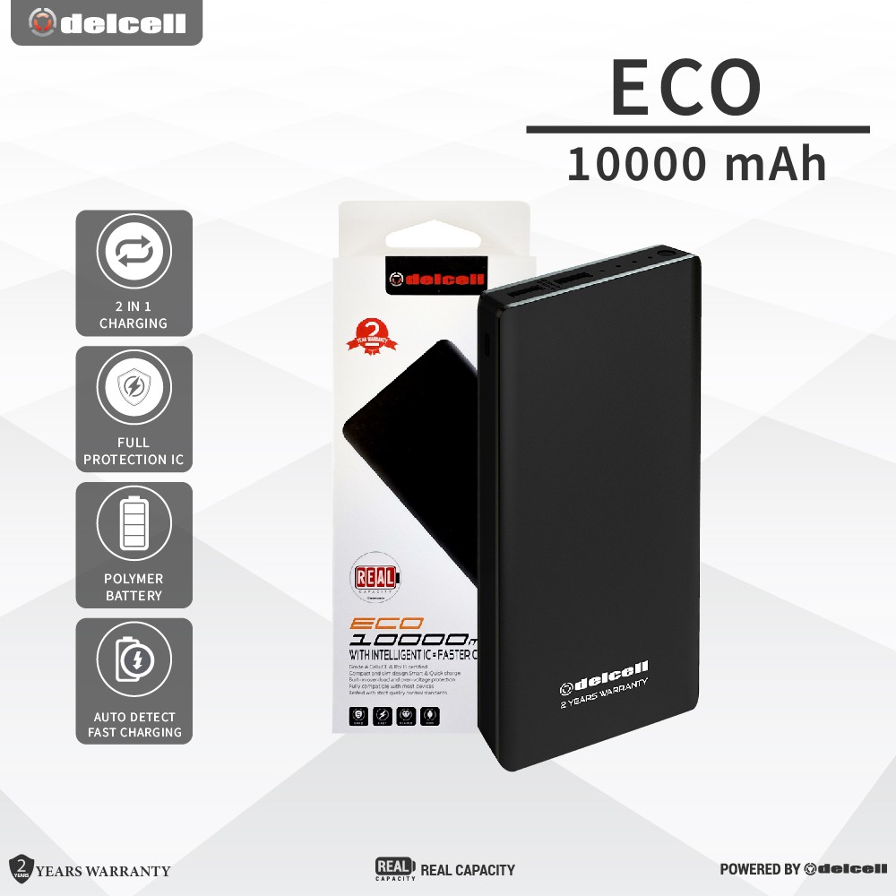 Delcell Power Bank Eco 10000 mAh Polymer Battery Real