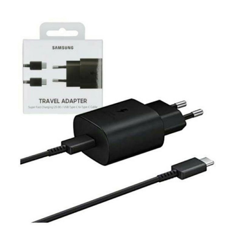 Charger Samsung NOTE 10 A70 A80 A50S S8 S9 S10 25Watt Super Fast Charging Type-C Original Packing Travel Adapter