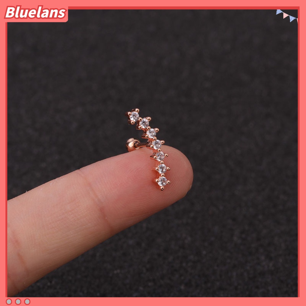 Bluelans 1Pc Lady Cubic Zirconia Inlaid Star Moon Ear Stud Earring Piercing Helix Jewelry