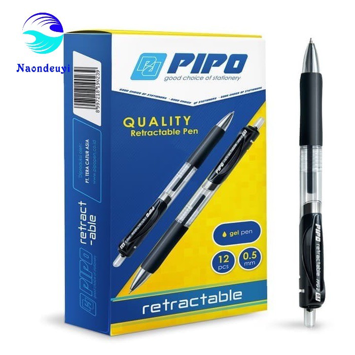 

Pulpen Pipo Retractable PPG2 Tinta Hitam 12pcs Anti Bocor Tahan air