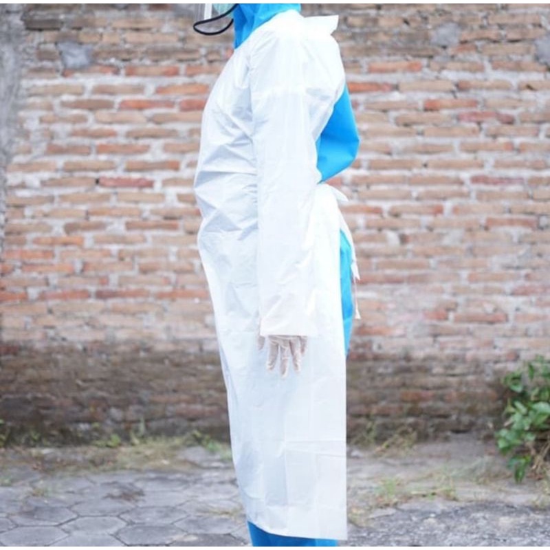 Apron Medis Lengan Panjang - Pelindung Baju Medis Apron Disposable Consumable