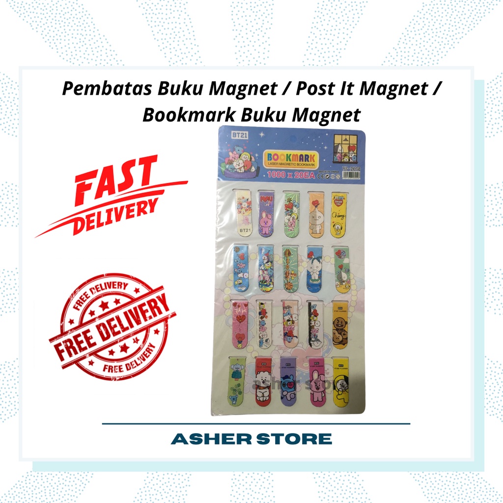 

Pembatas Buku Magnet / Post It Magnet / Bookmark Buku Magnet