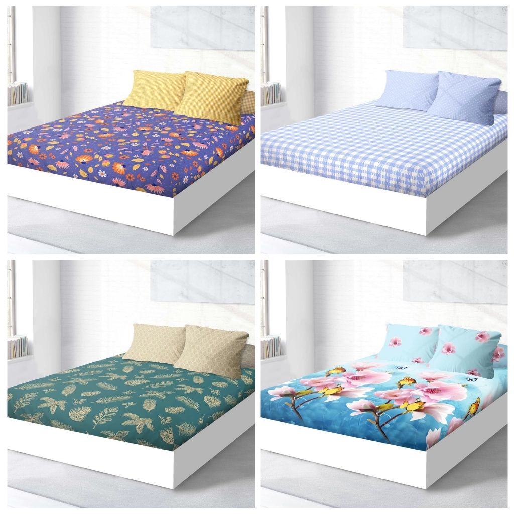 RC California Sprei Flat King Size 180x200 cm Motif Minimalis Bunga Terbaru Lynn Marino Glen Milea Polka Harga Terjangkau