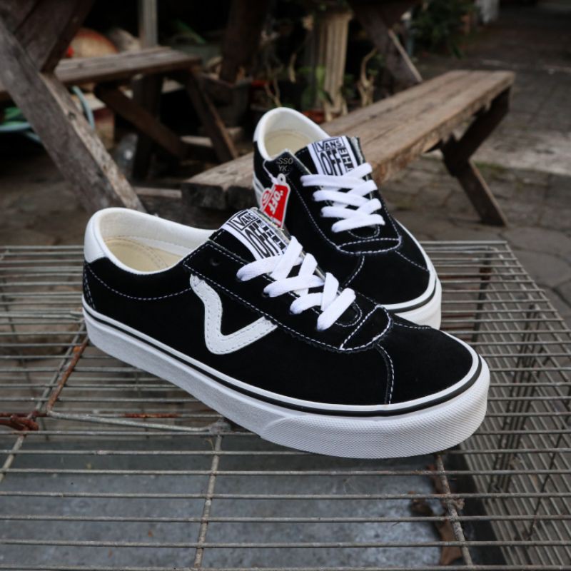 vans suede black and white