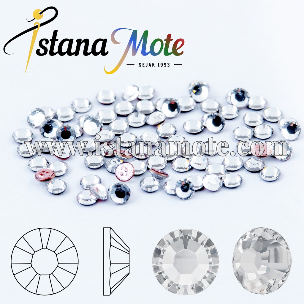 Flatback Hotfix kristal tempel Swarovski 2038-ss6-crystal bening ASLI ORIGINAL