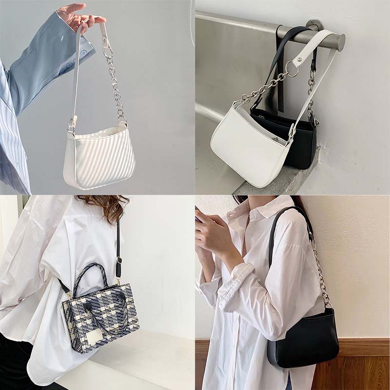 Gaya Korea baru tas ketiak warna solid jalan PU tas bahu wanita tas tangan wanita tas impor Crossbody Shoulder Bags tas wanita