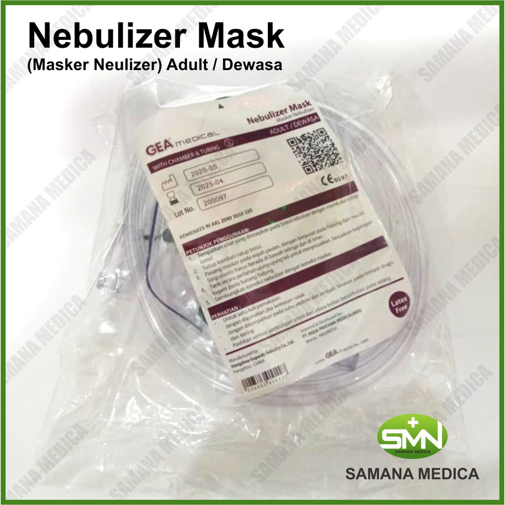 Masker Nebul GEA Nebulizer Mask Dewasa Terapi Uap Asma Masker Oksigen Dengan Tempat Obat