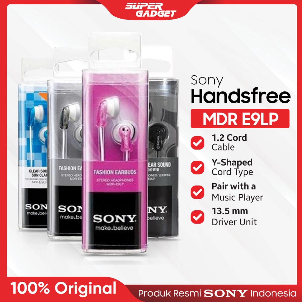 Headset SONY MDR-E9LP E 9 LP Handsfree In Ear Headphone hf Earbuds Earphone Henset Hetset Original