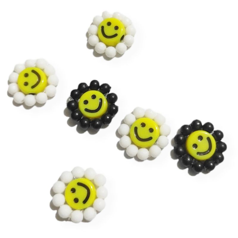 Anting Smile Sunflower Beads Charm Senyum Hooks Earrings Emoji