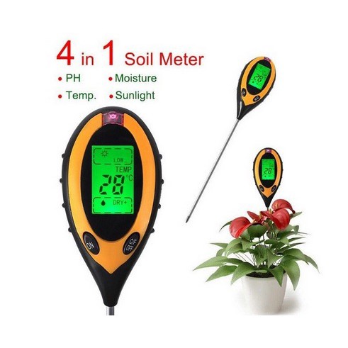 digital Ph Meter tanah soil test 4 in 1 moisture temperature light